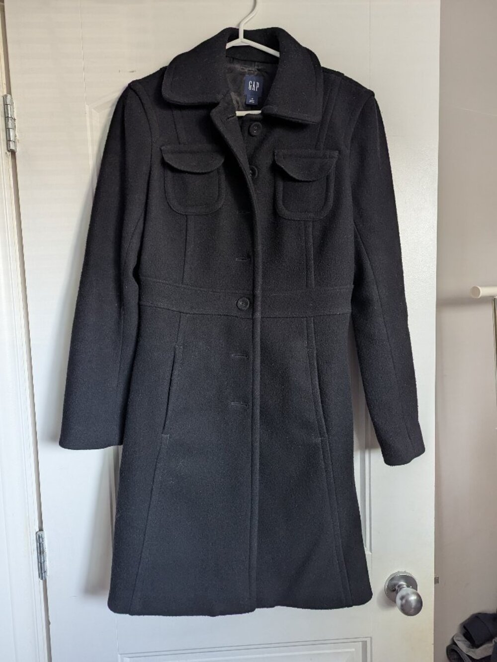 Women's Gap Black Wool Long Coat - Size M